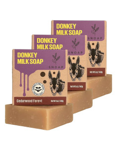 Jabón Natural de Leche de Burra SNOAP - Aroma a Cedro, 3 Unidades