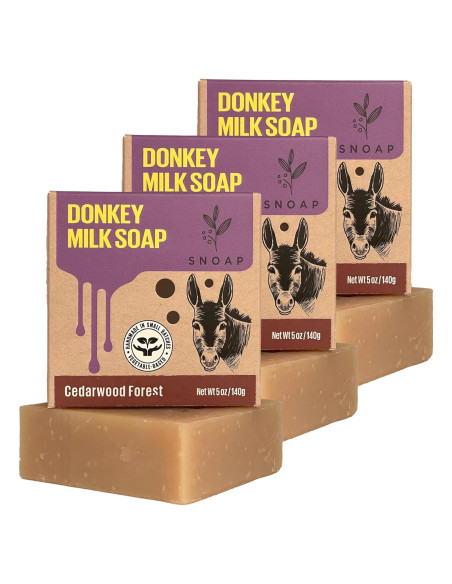 Jabón Natural de Leche de Burra SNOAP - Aroma a Cedro, 3 Unidades