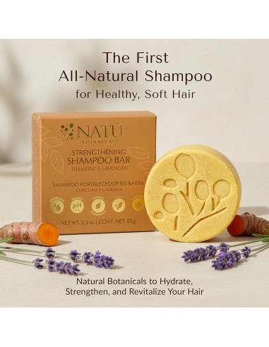 Champú Sólido Fortalecedor NATÚ BOTANICALS 65g - Cúrcuma y Lavanda