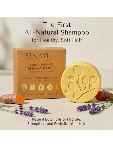 Champú Sólido Fortalecedor NATÚ BOTANICALS 65g - Cúrcuma y Lavanda