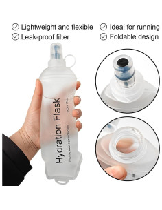 Botella de Agua Colapsable WILDREEDS 500ml Blanca TPU 2