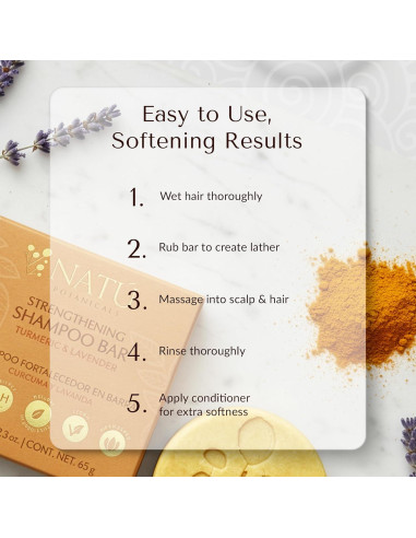 Champú Sólido Fortalecedor NATÚ BOTANICALS 65g - Cúrcuma y Lavanda