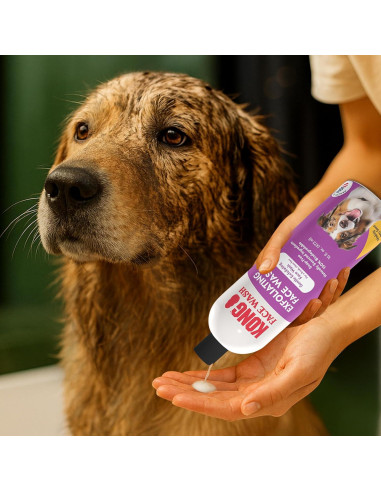 Limpiador Exfoliante Facial para Perros KONG 473 ml - Hipoalergénico, Biodegradable, Aroma a Arándano