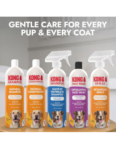 Limpiador Exfoliante Facial para Perros KONG 473 ml - Hipoalergénico, Biodegradable, Aroma a Arándano