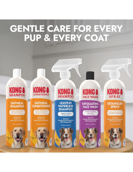 Limpiador Exfoliante Facial para Perros KONG 473 ml - Hipoalergénico, Biodegradable, Aroma a Arándano