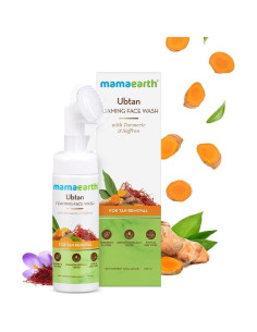Limpiador Facial Espumoso Mamaearth Ubtan 150ml con Cepillo 2