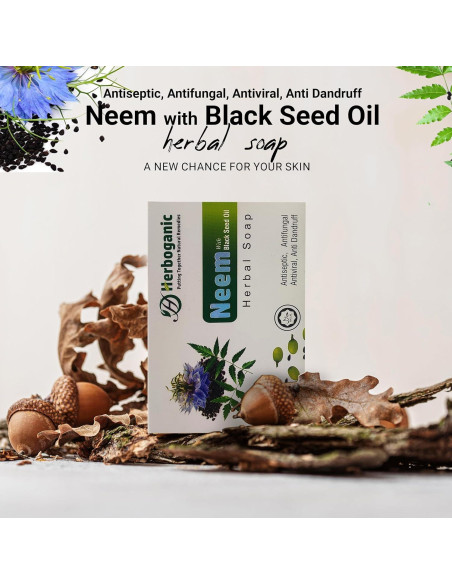 Jabón Herbal Natural Herboganic de Neem y Semilla Negra 142 g