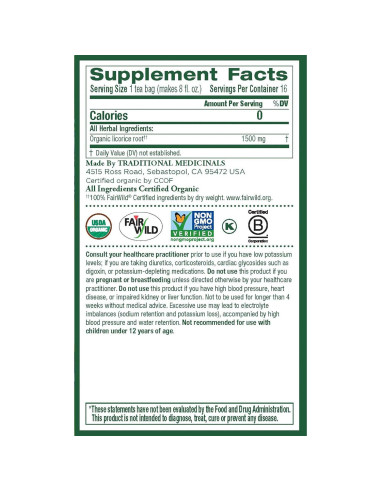 Té de raíz de regaliz orgánico Traditional Medicinals 16 bolsas