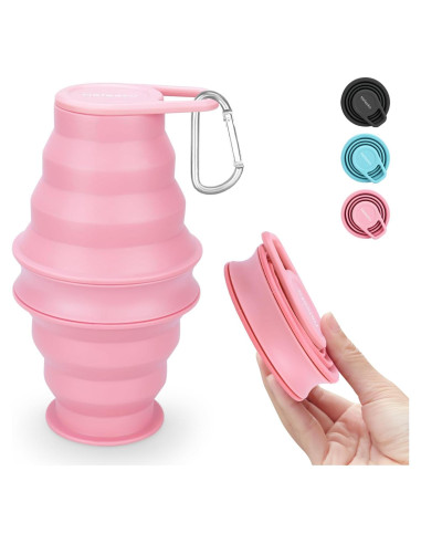 Botella de Agua Plegable Nefeeko Rosa 500ml Silicona BPA Libre