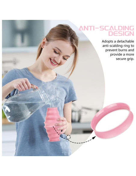 Botella de Agua Plegable Nefeeko Rosa 500ml Silicona BPA Libre Botella de Agua Plegable Nefeeko Rosa 500ml Silicona BPA Libre