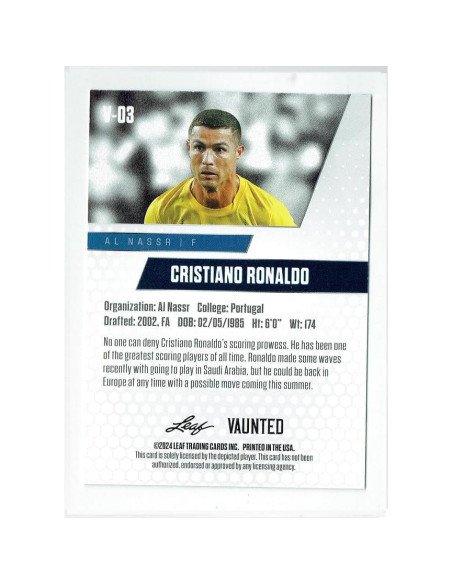 Tarjeta Coleccionable Cristiano Ronaldo 2024 Leaf Vaunted