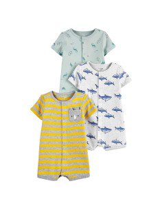 Paquete de 3 Monos con Botones Carter's 6-9 Meses Unisex