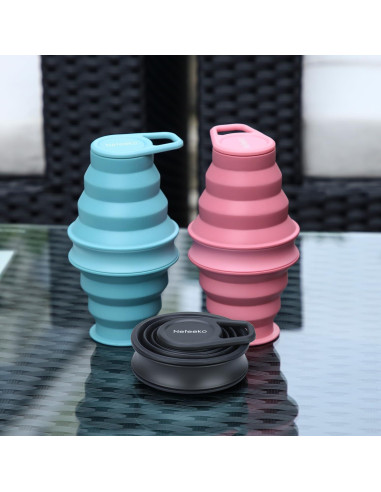 Botella de Agua Plegable Nefeeko Rosa 500ml Silicona BPA Libre