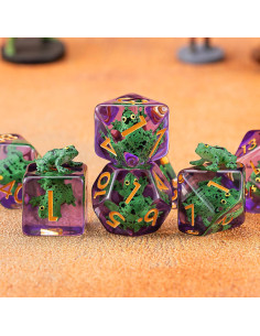 Juego de Dados Poliedricos D&D Maywin Inclusión Rana 9.09cm 2