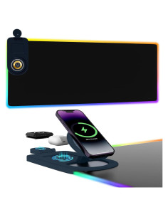 Alfombrilla de Carga Inalámbrica Ouluoa XXL RGB 80x30cm