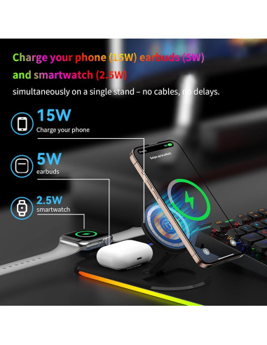 Alfombrilla de Carga Inalámbrica Ouluoa XXL RGB 80x30cm