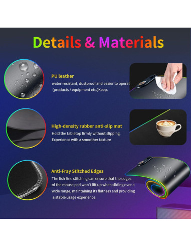 Alfombrilla de Carga Inalámbrica Ouluoa XXL RGB 80x30cm