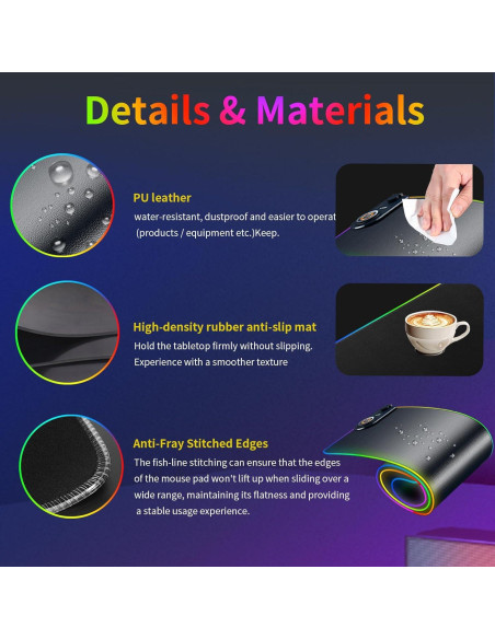 Alfombrilla de Carga Inalámbrica Ouluoa XXL RGB 80x30cm