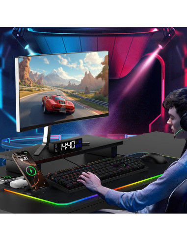 Alfombrilla de Carga Inalámbrica Ouluoa XXL RGB 80x30cm