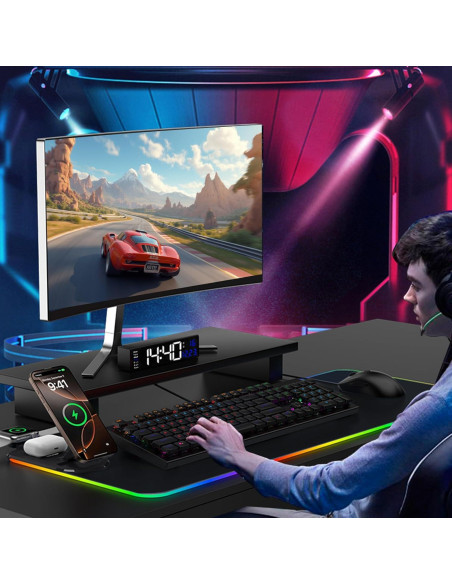 Alfombrilla de Carga Inalámbrica Ouluoa XXL RGB 80x30cm