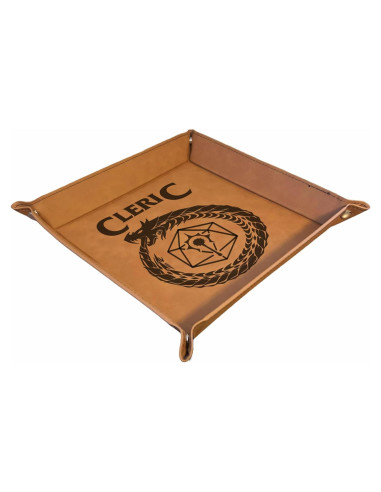 Bandeja para Lanzar Dados D&D Grabada en Cuero Sintético Marrón