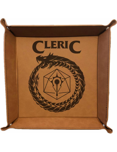 Bandeja para Lanzar Dados D&D Grabada en Cuero Sintético Marrón