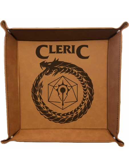 Bandeja para Lanzar Dados D&D Grabada en Cuero Sintético Marrón