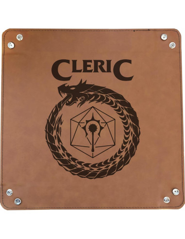 Bandeja para Lanzar Dados D&D Grabada en Cuero Sintético Marrón