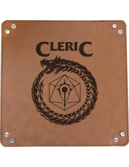 Bandeja para Lanzar Dados D&D Grabada en Cuero Sintético Marrón