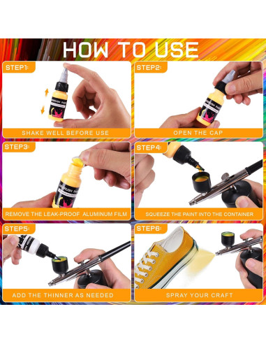 Juego de Pintura Aerográfica 24 Colores BLESTALIDO 20ml