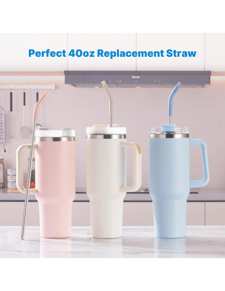 Popotes de acero inoxidable Bluwing con puntas de silicona 40 oz Popotes de acero inoxidable Bluwing con puntas de silicona 40 oz