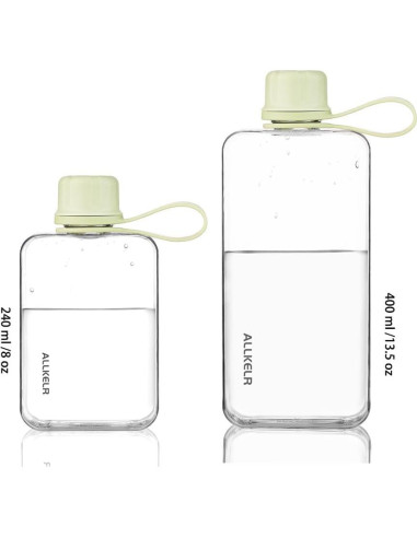 Botella de Agua Plana ALLKELR 236.6 ml Tritan Verde Reutilizable