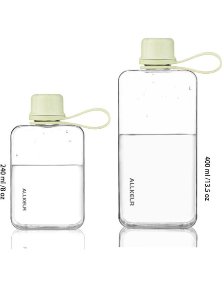 Botella de Agua Plana ALLKELR 236.6 ml Tritan Verde Reutilizable