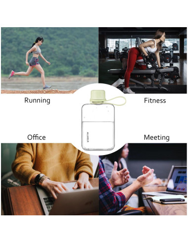 Botella de Agua Plana ALLKELR 236.6 ml Tritan Verde Reutilizable