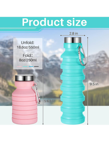 Botellas de Agua Plegables Tessco 4 Pack 550 ml Silicona