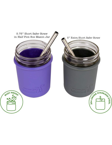 Popotes de Acero Inoxidable Cortos Mason Jar Lifestyle 12.7cm