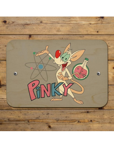 Señal de Oficina Pinky y el Cerebro - Madera 22.9x15.3cm