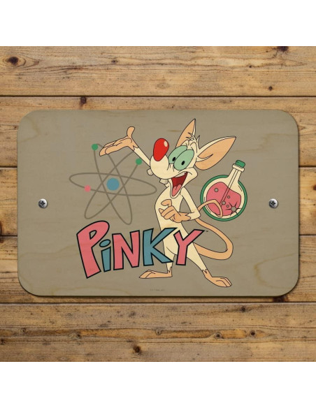 Señal de Oficina Pinky y el Cerebro - Madera 22.9x15.3cm