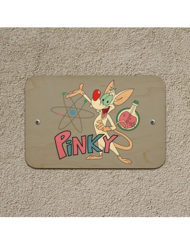 Señal de Oficina Pinky y el Cerebro - Madera 22.9x15.3cm