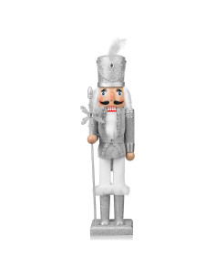 Figura de Cascanueces Soldado de Madera 38 cm Plata ArlinaL