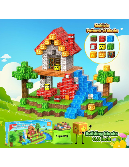 Bloques Magnéticos 100PCS Xinzhoushihui - Juguetes Sensoriales para Niños 3+