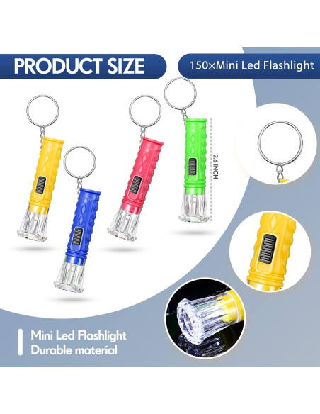 150 Mini Linternas LED Jexine Llavero Multicolor 6.6 cm