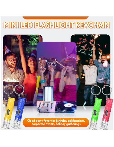 150 Mini Linternas LED Jexine Llavero Multicolor 6.6 cm