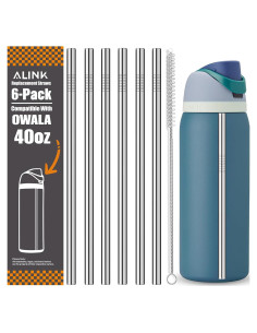Popotes de Acero Inoxidable ALINK 40oz Reutilizables con Cepillo