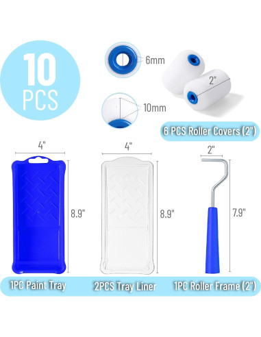 Kit de Rodillo de Pintura de Espuma Bates 10 Piezas 2"