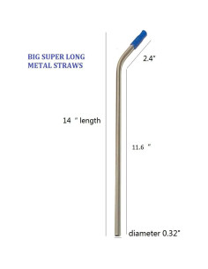 Popotes de Acero Inoxidable JIEFU 35cm Anchos Reutilizables 4pcs 2