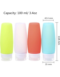 Botellas de Silicona a Prueba de Fugas HubHnb 100 ml - Paquete de 4 2