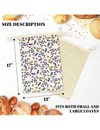 Bolsas de Pan Reutilizables EHZYP 43x33 cm Algodón Cera Abeja