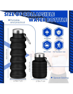 Botella de Agua Plegable Baderke 500ml Silicona Reutilizable 2