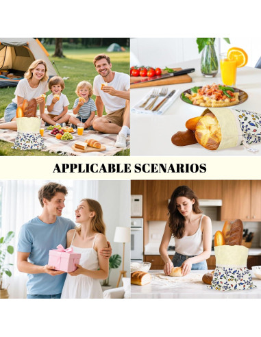 Bolsas de Pan Reutilizables EHZYP 43x33 cm Algodón Cera Abeja